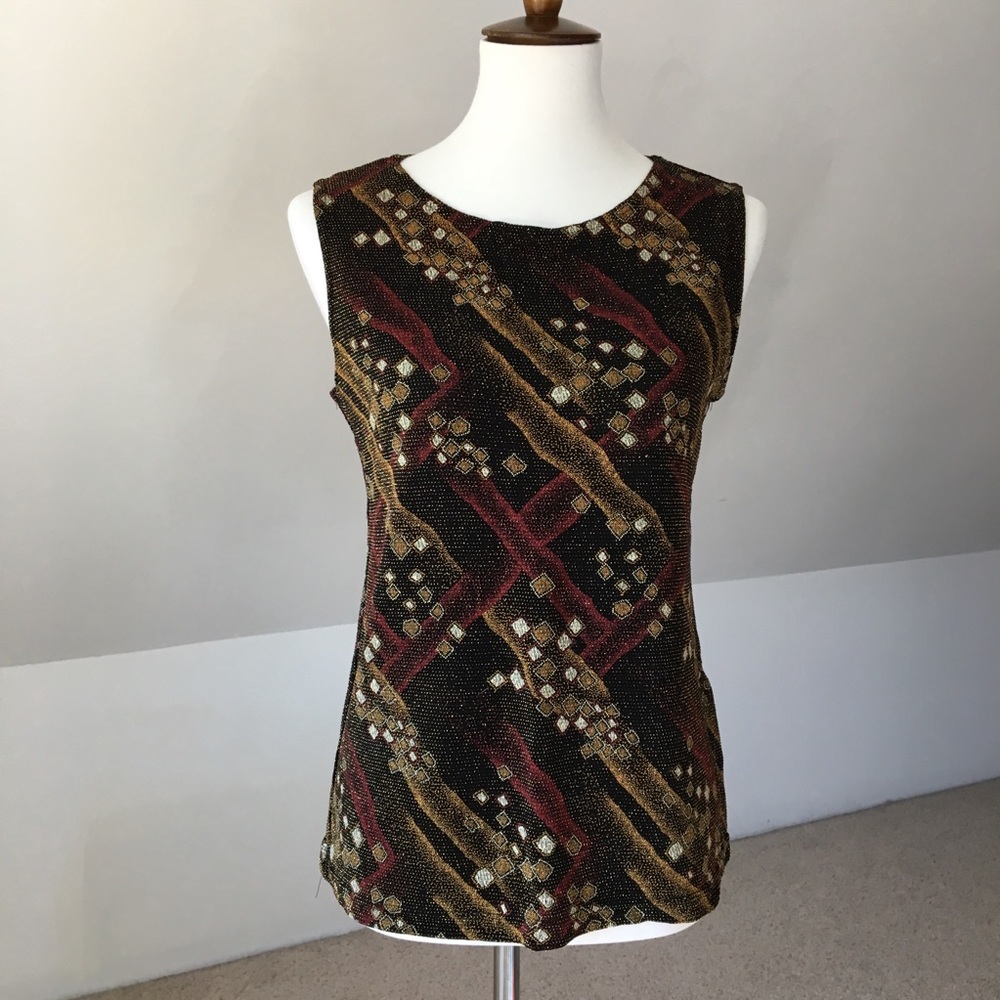 Gold Shimmer Stretchy Knit Dressy Tank